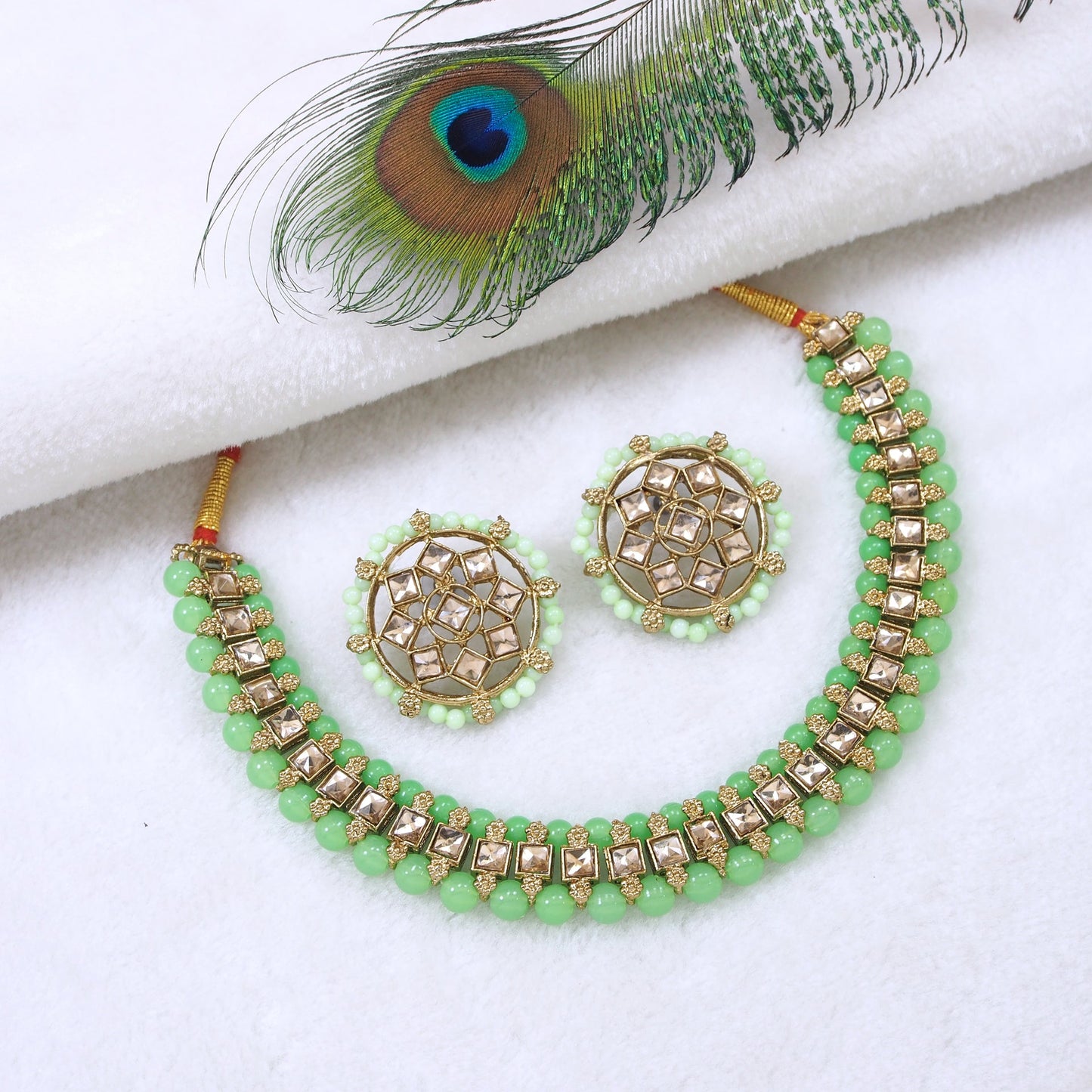 Mint Green Bead Necklace Set