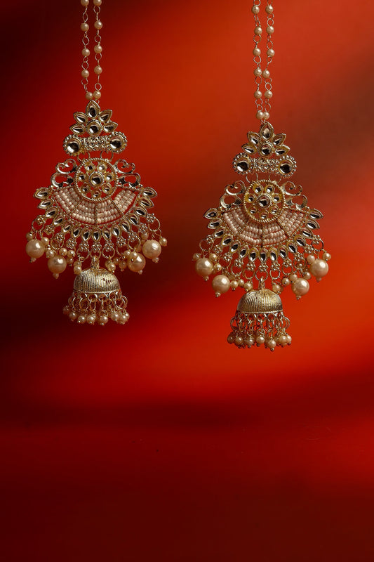 Oversized Kundan Statement Dangles with Pearl Beadwork