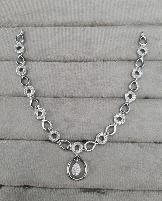 Minimalist Pavé Drop American Diamond Necklace Set