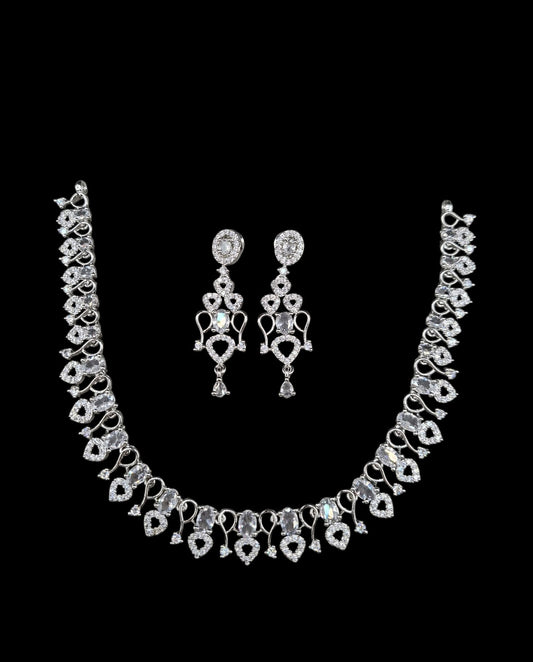 Sparkling American Diamond Necklace and Earrings Set