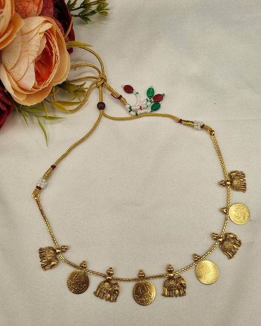 SOUTH STYLE ELEPHANT & COIN CHARM NECKLACE SET
