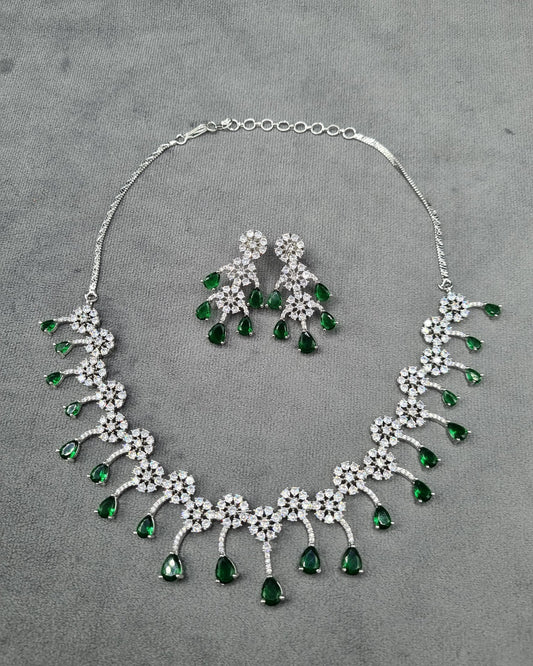 The Sapphire Radiance AD Necklace & Earring Set