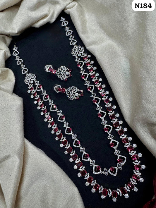 Silver Finish Heart-Link AD Jewelry for Weddings