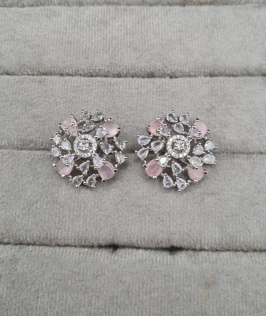 Round Bloom American Diamond Studs