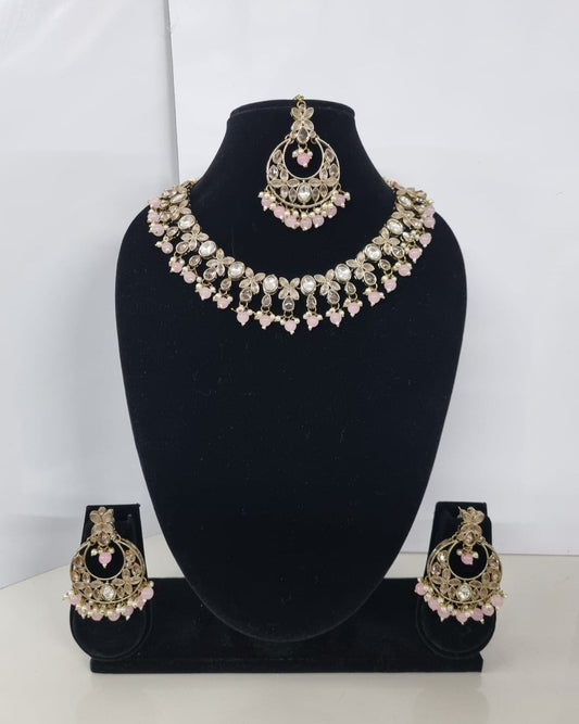 Handcrafted Floral Antique Gold Plated Necklace Set For woman