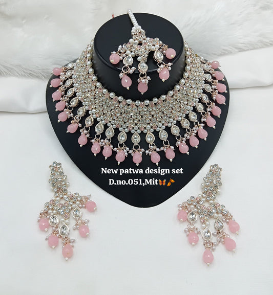 Rani Pink Rose Gold Patwa Choker Set