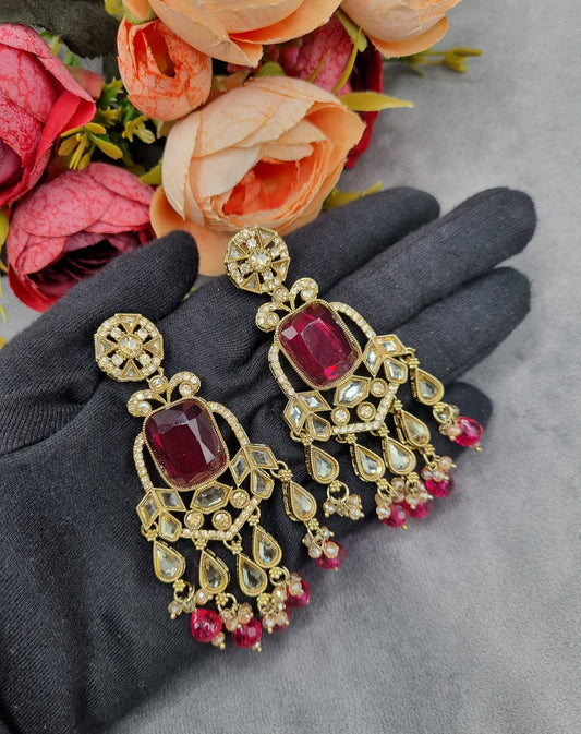 Geometric Stone Chandelier Drop Earrings