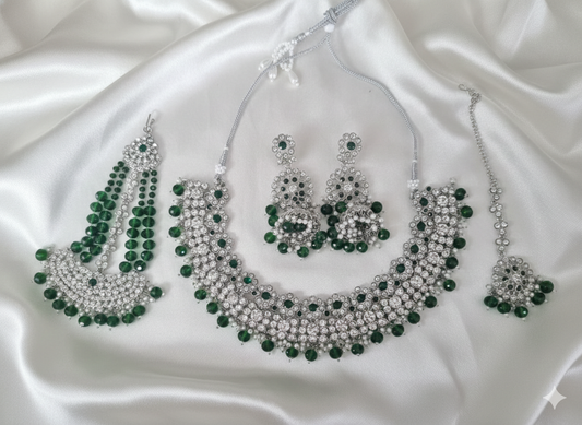 The Heritage White Beaded Traditional Wedding Jewelry Set