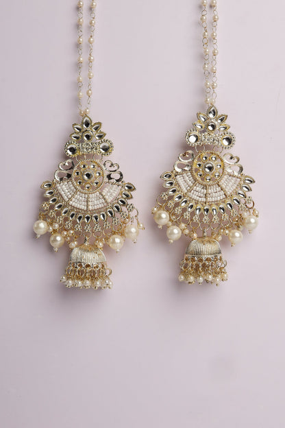 Oversized Kundan Statement Dangles with Pearl Beadwork
