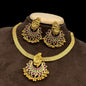 Traditional Copper Gold Plated Peacock Jewellery Set With Necklace & Earrings