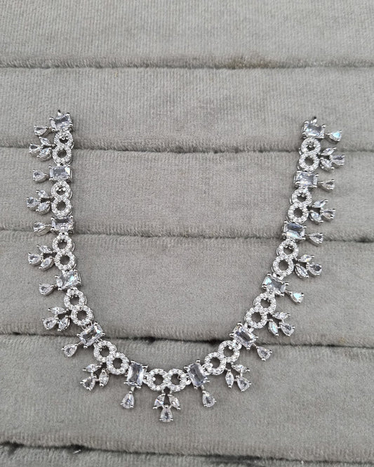 Contemporary Cubic Zirconia Statement Necklace Set
