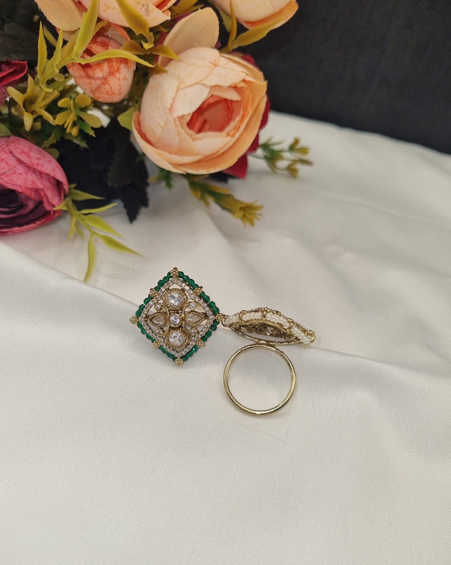 Royal Square Kundan Cocktail Ring