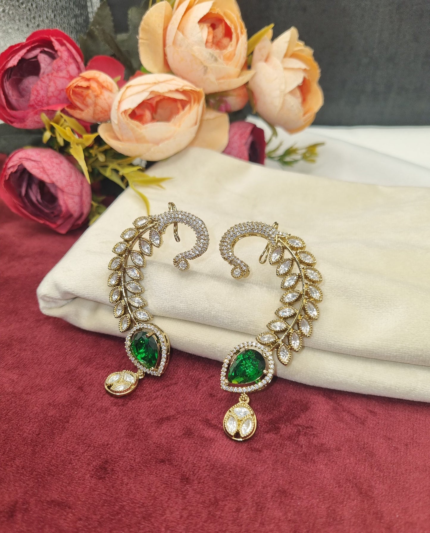 Heritage Peacock Vine Ear Cuffs