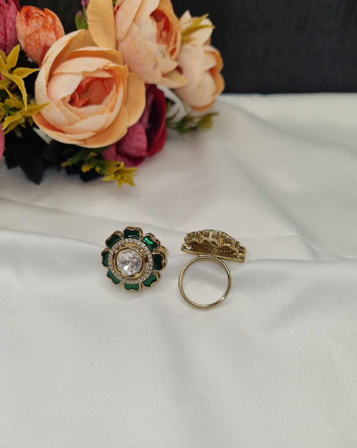 Royal Floral Kundan Ring