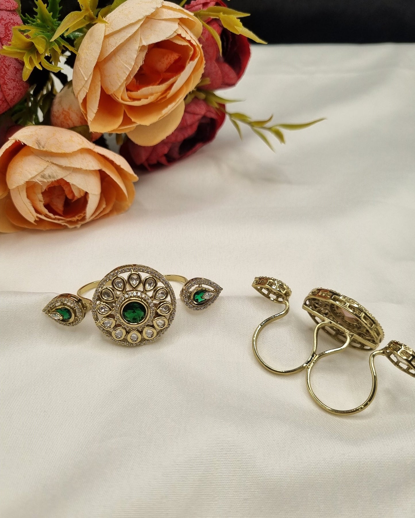 Chakra Three-Finger Kundan Ring