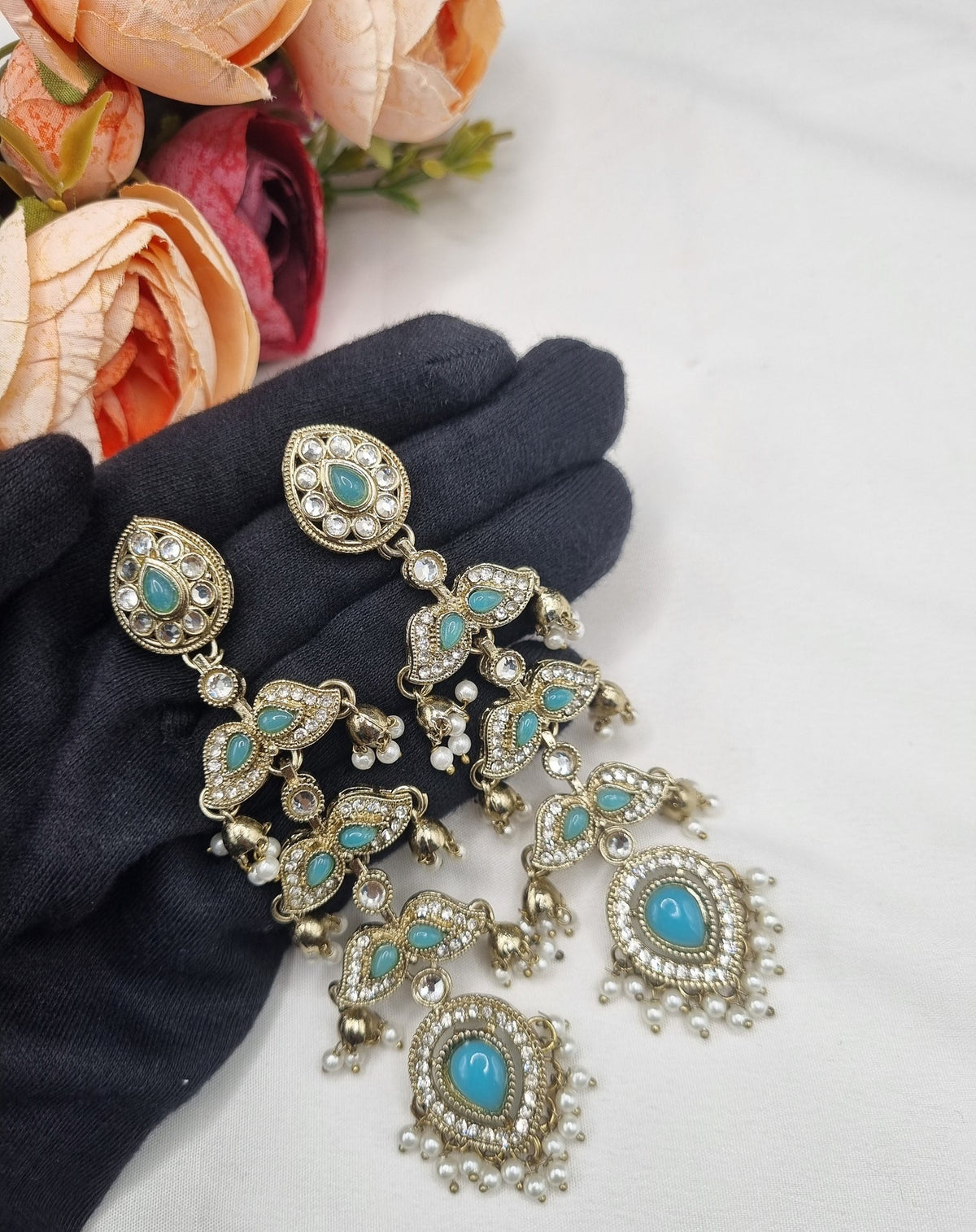 MULTI TIER JHUMKA CHANDELIER EARRINGS