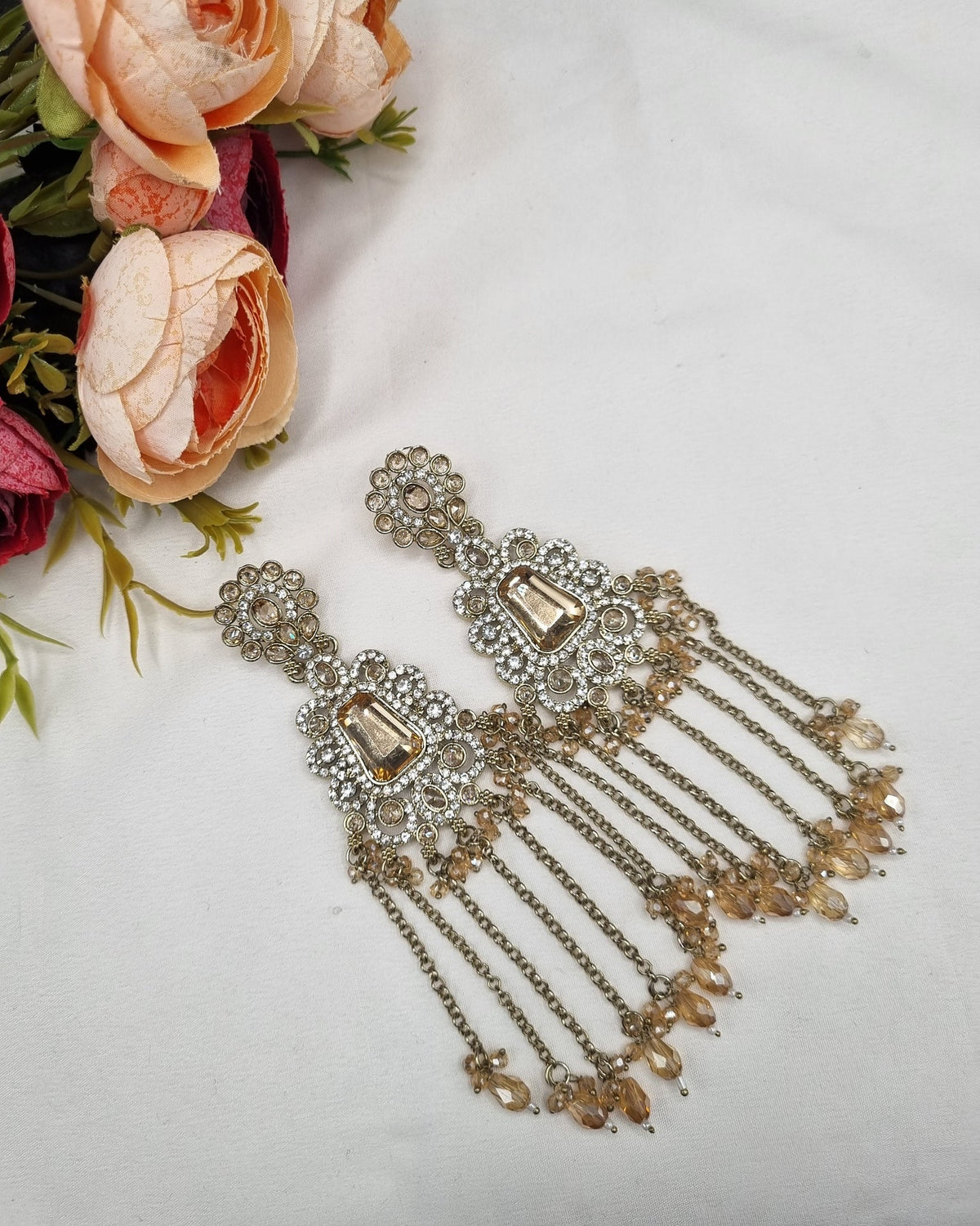 Luxury Crystal Long Tassel Drop Earrings