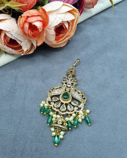Festive Stone Studded Maang Tikka with Jhumki Detail