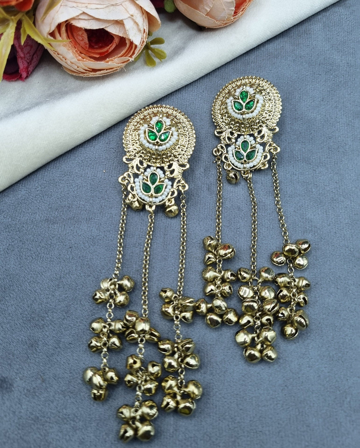 Ghungroo Tassel Floral Drop Earrings