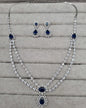 Double-Layered Blue Sapphire AD Necklace Set