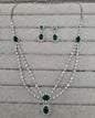 Double-Layered Blue Sapphire AD Necklace Set