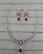 Floral Rani Pink Teardrop AD Necklace Set