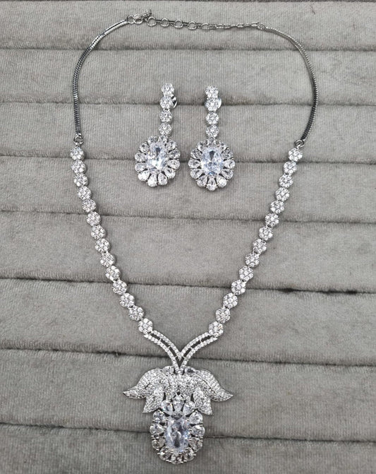 Sparkling White Stone AD Jewellery Set