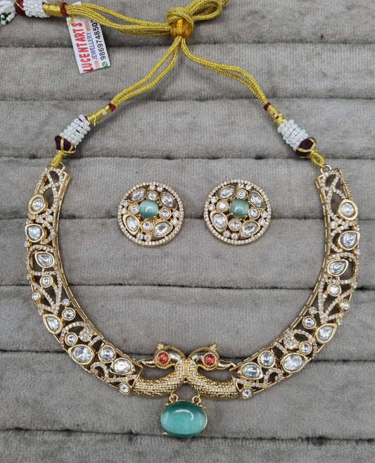 Ethnic Mayur Design Polki Choker Set