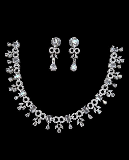Contemporary Cubic Zirconia Statement Necklace Set
