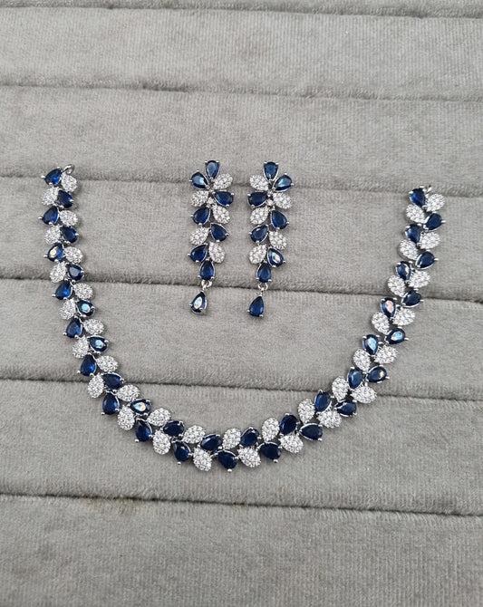 Pear Cluster American Diamond Choker Set with Matching Drop Earrings