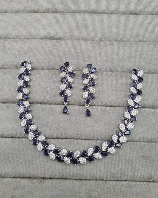 Pear Cluster American Diamond Choker Set with Matching Drop Earrings