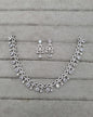 Rhodium Finish CZ Pear Drop Necklace & Earrings Set