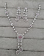 Rhodium Plated American Diamond Drop Necklace Set