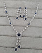 Rhodium Plated American Diamond Drop Necklace Set