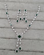 Rhodium Plated American Diamond Drop Necklace Set