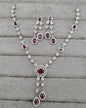 Rhodium Plated American Diamond Drop Necklace Set