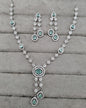 Rhodium Plated American Diamond Drop Necklace Set
