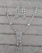 Rhodium Plated American Diamond Drop Necklace Set