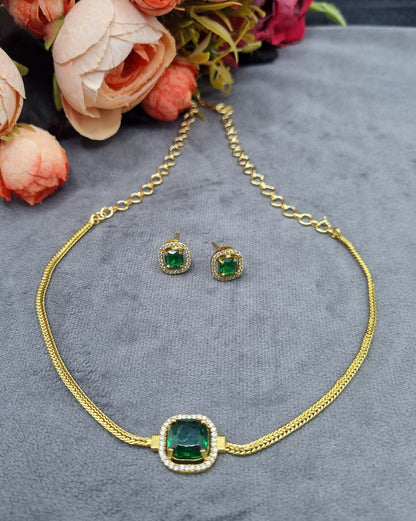 Elegant American Diamond Chain Choker Set