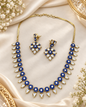 Floral American Diamond Necklace & Drop Earrings Set