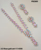 Blush Floral Blossom Rose Gold AD Necklace with Matching Earrings