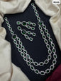 Emerald Green American Diamond Long Layered Necklace Set
