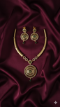 Emerald American Diamond Gold Plated Jewelry Set Necklace and Earring