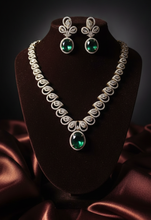 American Diamonds Jewellery set With Teardrop Necklace & Matching Earrings
