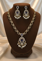 AD Diamond Jewellery set Pearl Droplets Necklace & Earrrings For Woman