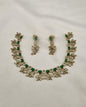 Elegant Green Marquise Stone Floral Choker Set with Matching Drop Earrings