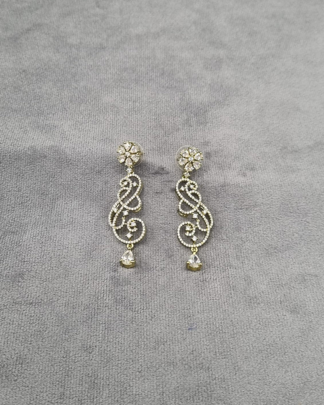 Emerald Green Floral Vine Drop Earrings