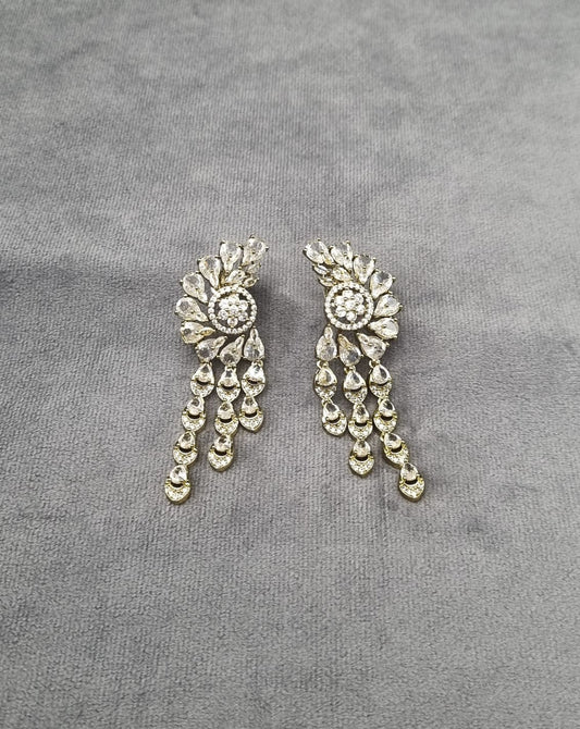 Dazzling White Zircon Winged Chandelier Earrings
