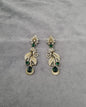 Emerald Green Floral Leaf Dangle Earrings