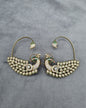 Ornate Peacock Ear Cuffs with Crystal Plumage